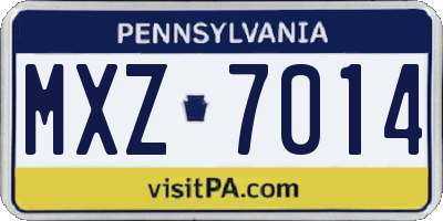 PA license plate MXZ7014