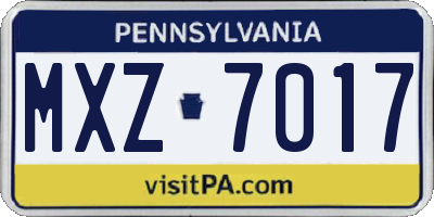 PA license plate MXZ7017