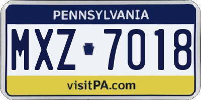 PA license plate MXZ7018