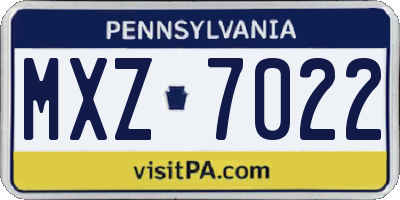 PA license plate MXZ7022