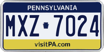PA license plate MXZ7024