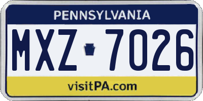 PA license plate MXZ7026