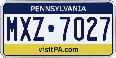 PA license plate MXZ7027