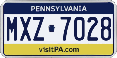 PA license plate MXZ7028
