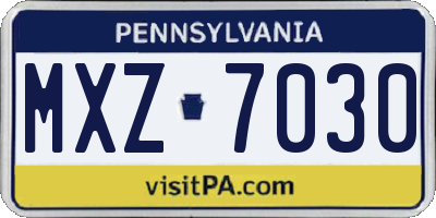 PA license plate MXZ7030
