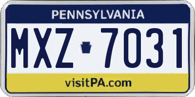 PA license plate MXZ7031