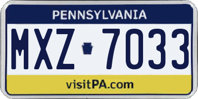 PA license plate MXZ7033