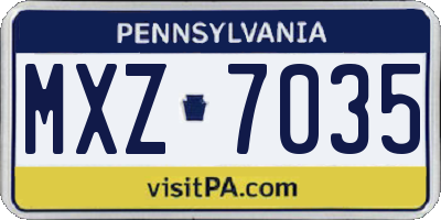 PA license plate MXZ7035