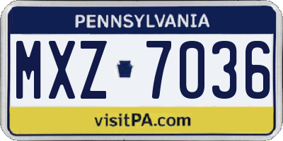 PA license plate MXZ7036