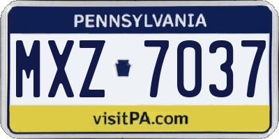 PA license plate MXZ7037