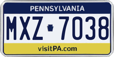 PA license plate MXZ7038