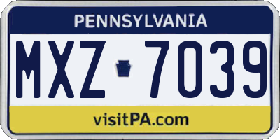 PA license plate MXZ7039