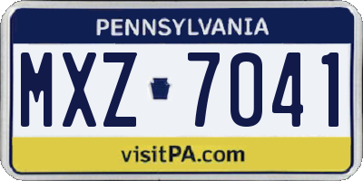 PA license plate MXZ7041