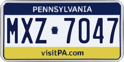 PA license plate MXZ7047
