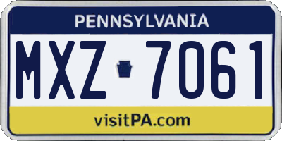 PA license plate MXZ7061
