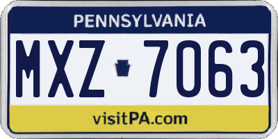 PA license plate MXZ7063