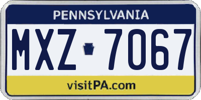 PA license plate MXZ7067