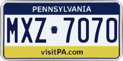 PA license plate MXZ7070
