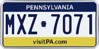 PA license plate MXZ7071