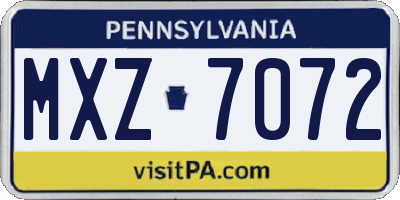 PA license plate MXZ7072