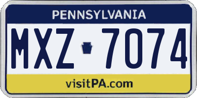 PA license plate MXZ7074
