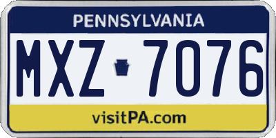 PA license plate MXZ7076