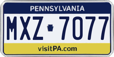 PA license plate MXZ7077