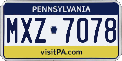 PA license plate MXZ7078