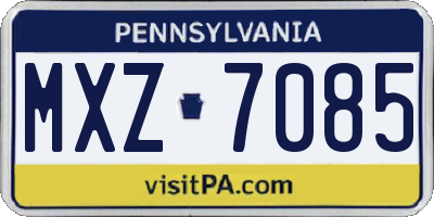 PA license plate MXZ7085