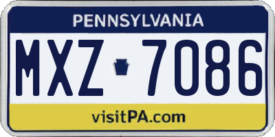 PA license plate MXZ7086