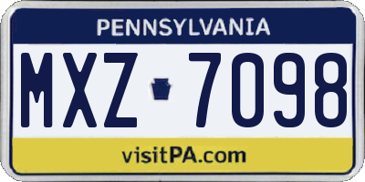 PA license plate MXZ7098