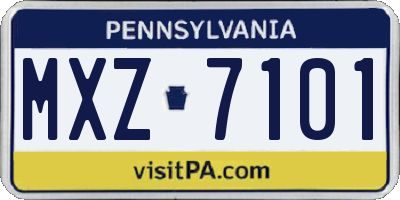 PA license plate MXZ7101