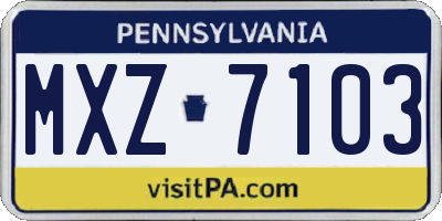 PA license plate MXZ7103