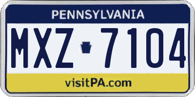 PA license plate MXZ7104