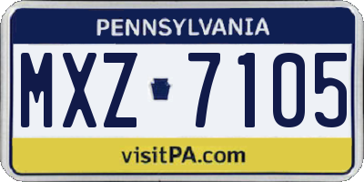 PA license plate MXZ7105