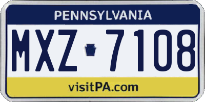 PA license plate MXZ7108