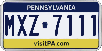 PA license plate MXZ7111