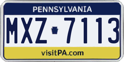 PA license plate MXZ7113