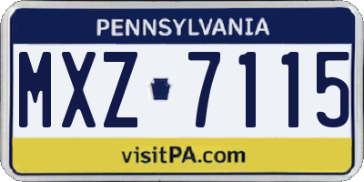 PA license plate MXZ7115