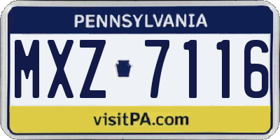 PA license plate MXZ7116