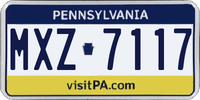 PA license plate MXZ7117