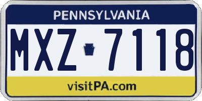 PA license plate MXZ7118