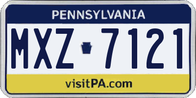 PA license plate MXZ7121