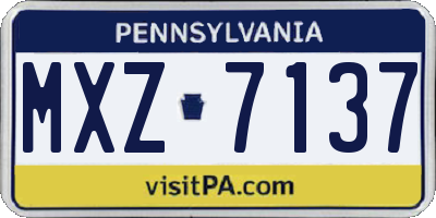 PA license plate MXZ7137