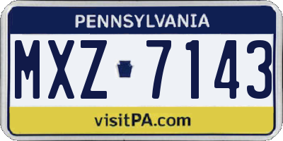 PA license plate MXZ7143