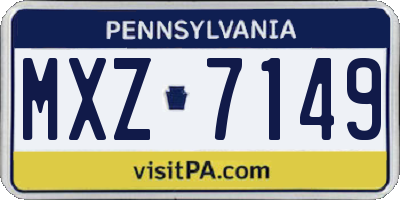 PA license plate MXZ7149