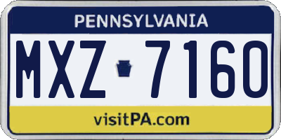 PA license plate MXZ7160