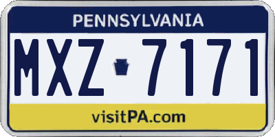 PA license plate MXZ7171