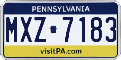 PA license plate MXZ7183
