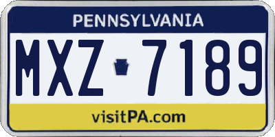 PA license plate MXZ7189